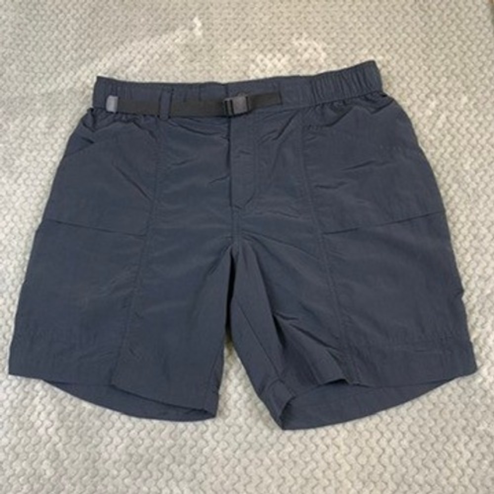 Eddie Bauer Hiking Shorts Mens Medium Gray Ripstop Nylon Belted